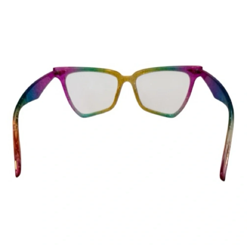 ✨ Rainbow Glitter Cat-Eye Glasses – Prescription Ready & Blue-Light Blocking
